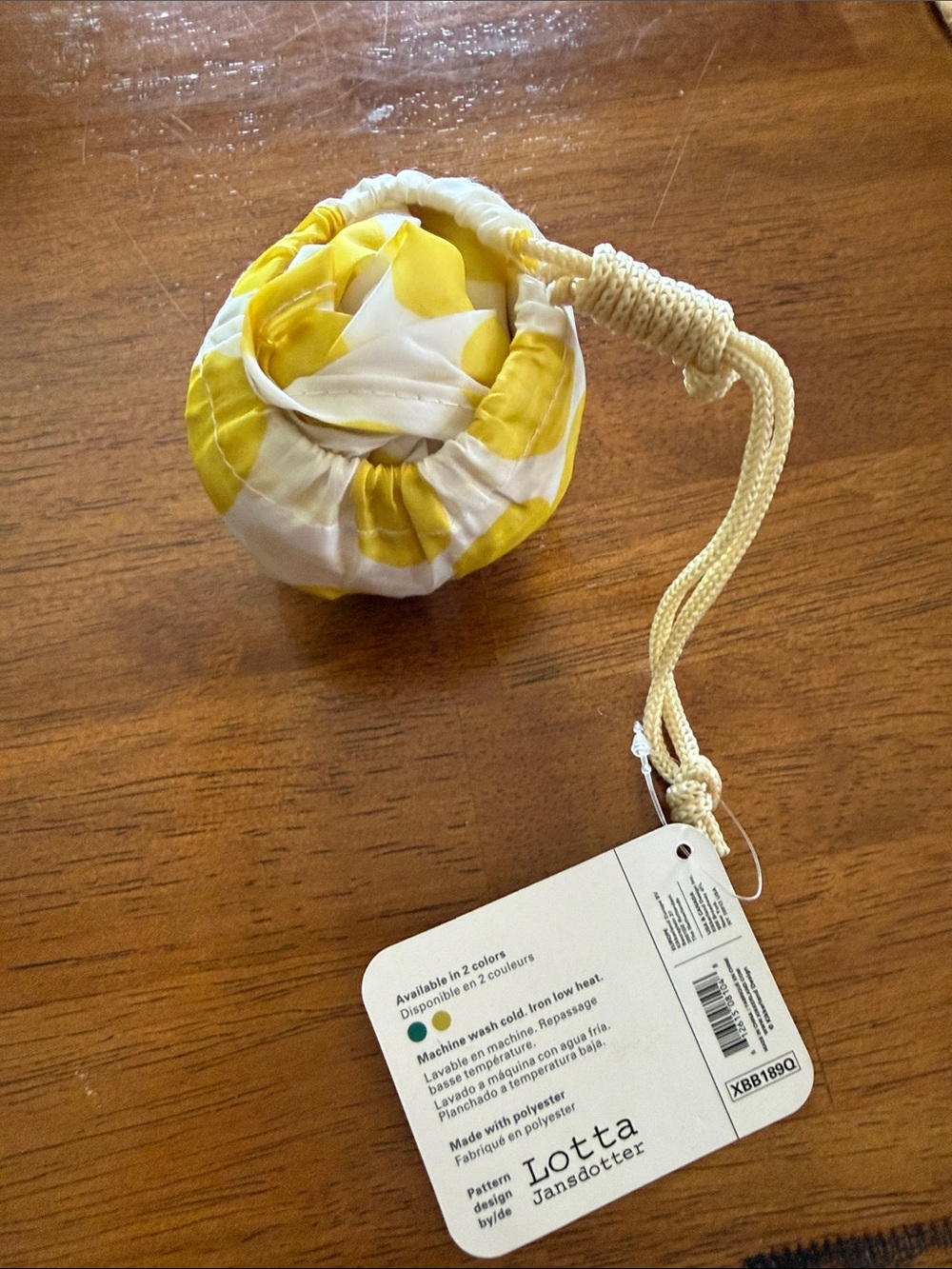 🆕 Kikkerland Lotta Jansdotter Reusable Tote/Shopping Bag yellow - Picture 2 of 2